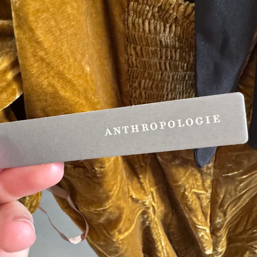 Anthropologie - Luxurious Velvet Maxi Dress in Gold - Size XL (NWT) - Picture 5 of 7